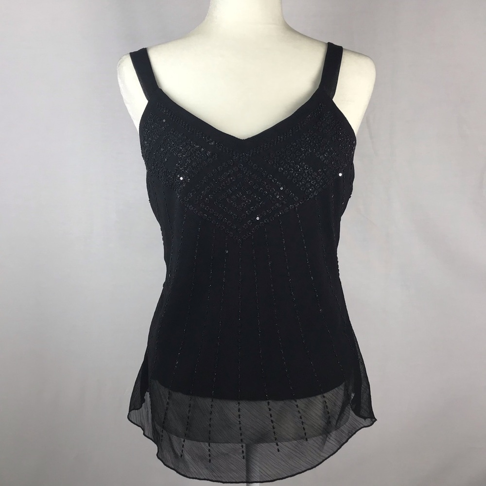 Large Black Sequined Tempted Tank Top